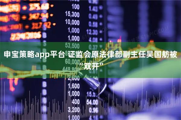 申宝策略app平台 证监会原法律部副主任吴国舫被“双开”